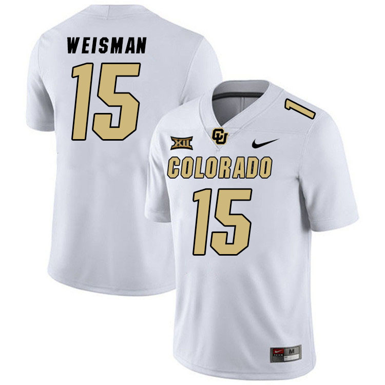 Colorado Buffaloes #15 Kasen Weisman Big 12 Conference College Football Jerseys Stitched Sale-White
